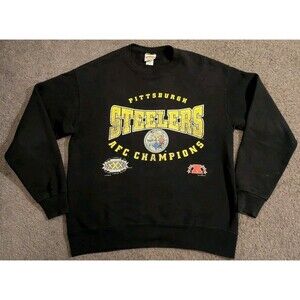 Vintage Nutmeg Pittsburgh Steelers 1995 AFC Champions Crew Neck Sweatshirt Men's